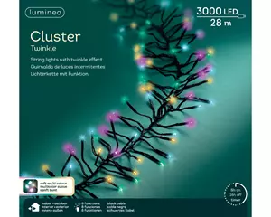 Lumineo Led cluster lights 2800cm zwart/soft multi