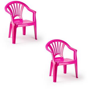 Merkloos 2x Kinderstoelen roze kunststof 35 x 28 x 50 cm -