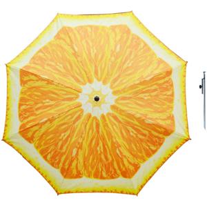 Parasol - sinaasappel fruit - D160 cm - incl. draagtas - parasolharing - 49 cm -