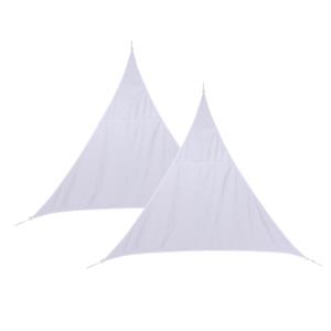 Hesperide Set van 2x stuks polyester schaduwdoek/zonnescherm Curacao driehoek wit 2 x 2 x 2 meter -