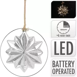 ECD Germany LED Weihnachtsstern Ø18 cm Grau aus Metall mit warmweißen LEDs