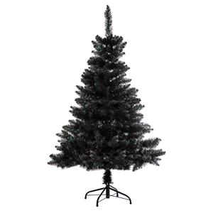 Tweedekans kunst kerstboom - kunststof - zwart - met voet - H180 cm -