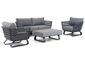 Santika Furniture Santika Sovita stoel-bank loungeset 5-delig antraciet