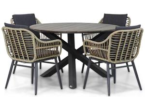 Lifestyle Garden Furniture Coco Leonardo/Ancona 125 cm rond dining tuinset 5-delig