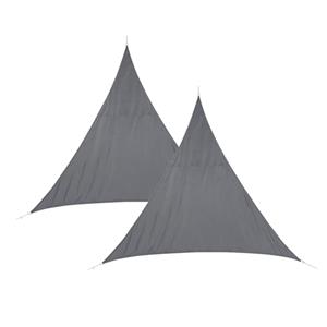 Hesperide Set van 2x stuks polyester schaduwdoek/zonnescherm Curacao driehoek grijs 2 x 2 x 2 meter -