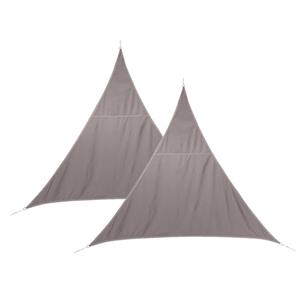 Hesperide Set van 2x stuks polyester schaduwdoek/zonnescherm Curacao driehoek taupe 2 x 2 x 2 meter -