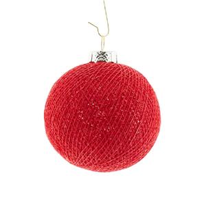 1x Rode Cotton Balls kerstballen decoratie 6,5 cm -