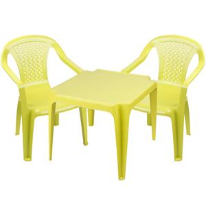 Sunnydays Kinderstoelen 2x met tafeltje set - buiten/binnen - groen - kunststof -