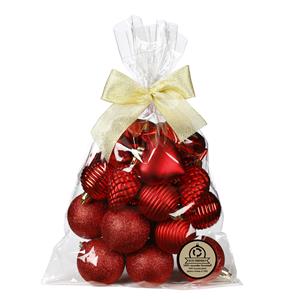 Christmas goods Inge Christmas kerstballen en hangers -30x -kunststof -rood -