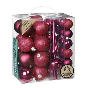 Christmas goods Inge Christmas kerstballen -39-dlg- bessen roze - kunststof - met piek -