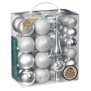 Christmas goods Inge Christmas kerstballen -39-dlg- zilver - kunststof - met piek -