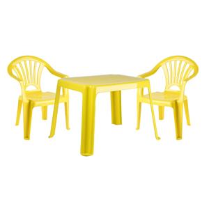 Forte Plastics Kinderstoelen 2x met tafeltje set - buiten/binnen - geel - kunststof -