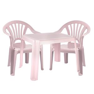 Forte Plastics Kinderstoelen 2x met tafeltje set - buiten/binnen - roze - kunststof -