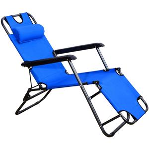 Sunny Ligstoel strandligbed met hoofdsteun inklapbaar staal stof blauw 118 x 60 x 80 cm