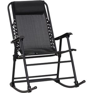 Sunny Schommelligstoel met hoofdkussen opvouwbaar zwart tot 120 kg 90 x 64 x 110 cm