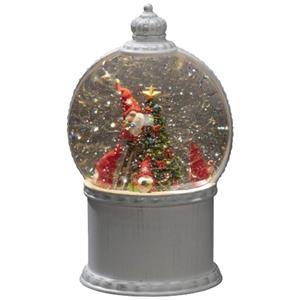 konstsmideparty Konstsmide kerstverlichting - sneeuwlantaarn met 4 kerstmannetjes op batterijen - Ø 12,5 x 21 cm - antiek wit