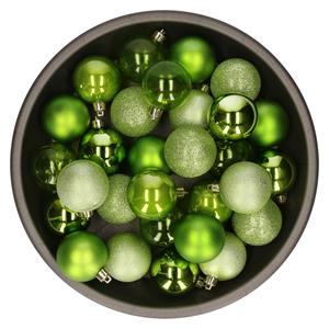 Kunststof kerstballen 48x stuks appel groen 6 cm -
