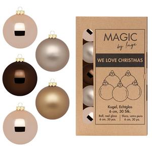 Christmas goods Kerstballen van glas - 30x - bruin tinten - 6 cm -milieubewust verpakt -
