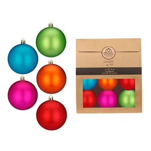 Christmas goods Kerstballen van glas - 6x - gekleurd- 8 cm -milieubewust verpakt -