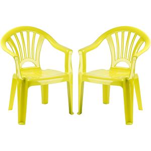 PlasticForte Kinderstoel - 2x stuks - kunststof - groen - 35 x 28 x 50 cm - tuin/camping/slaapkamer -