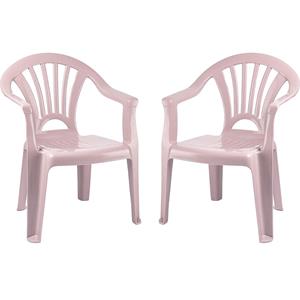 PlasticForte Kinderstoel - 2x stuks - kunststof - roze - 35 x 28 x 50 cm - tuin/camping/slaapkamer -