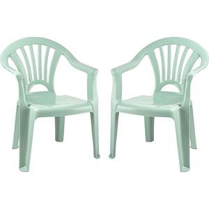 PlasticForte Kinderstoel - 4x stuks - kunststof - mintgroen - 35 x 28 x 50 cm - tuin/camping/slaapkamer -