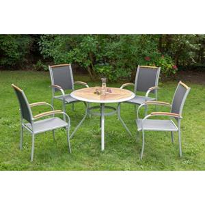 MERXX Tuin-eethoek Siena 4 stoelen, stapelbaar, tafel ø/hoogte: 100x75 cm, acacia geolied (set, 5-delig)