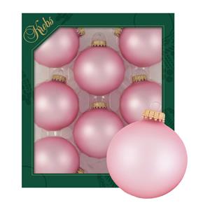 Krebs kerstballen - 8x stuks - chic roze - glas - 7 cm - mat -