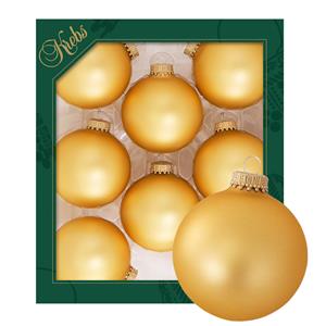 Krebs kerstballen - 8x stuks - honing goud - glas - 7 cm - mat -