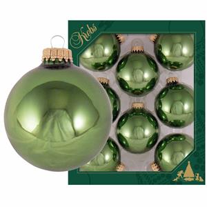 Krebs 8x Glanzende groene kerstboomversiering kerstballen van glas 7 cm -