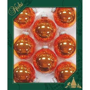 Krebs 8x Glanzende oranje kerstballen van glas 7 cm -