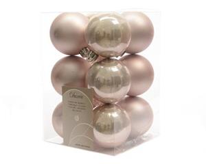 KSD 12 kerstballen poeder roze 60 mm - 