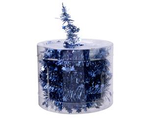 Decoris season decorations Girlanden, Weihnachtsgirlande Lametta mit Sternen 3cm x 7m - Nachtblau