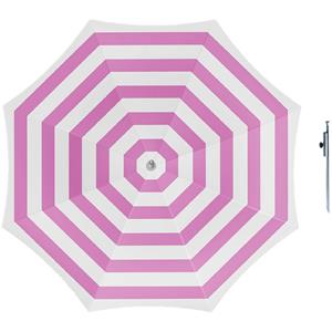 Merkloos Parasol - fuchsia/wit - D160 cm - incl. draagtas - parasolharing - 49 cm -