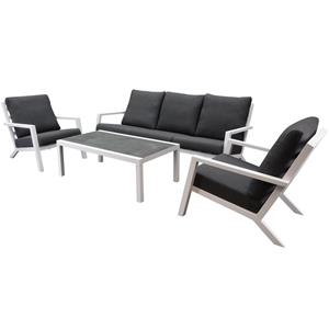 AVH-Outdoor Malaga stoel-bank loungeset 4-delig wit aluminium