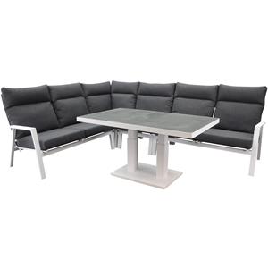 AVH-Outdoor Pacific hoek dining loungeset 5 delig aluminium verstelbaar wit