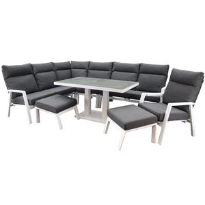 AVH-Outdoor Pacific hoek dining loungeset 8 delig aluminium verstelbaar wit