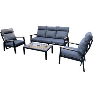 AVH-Outdoor Kota stoel bank loungeset verstelbaar 4 delig antraciet aluminium