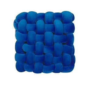 beliani Dekokissen Knotenoptik 30 x 30 cm Geflecht Polyester quadratisch blau Sirali - Blau