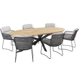 4 Seasons Outdoor Aprilla Prado dining tuinset 240x115xH75 cm 7 delig antraciet 