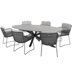 4 Seasons Outdoor Aprilla Privada dining tuinset 240x113xH75 cm 7 delig antraciet hpl  