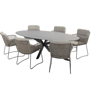 4 Seasons Outdoor Aprilla Privada dining tuinset 240x113xH75 cm 7 delig Pure hpl  