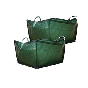 2x stuks tuinafvalzakken opvouwbaar groen 190 liter -