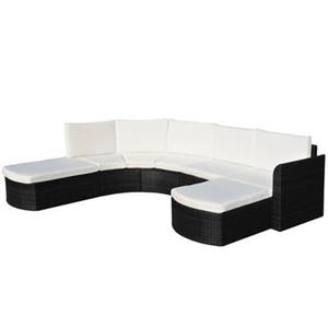 VidaXL 4-delige Loungeset met kussens poly rattan zwart