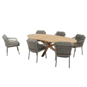 4 Seasons Outdoor Jura Prado ellips dining tuinset teak 240x115xH75 cm 7 delig olijf 