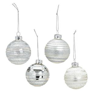 G. Wurm Kerstballen - 12st - glazen - gedecoreerd zilver - 6 cm -