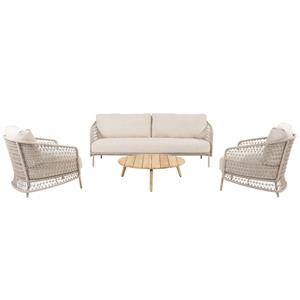 4 Seasons Outdoor Puccini stoel bank loungeset 4 delig rope latte 