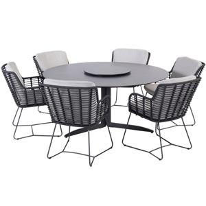 4 Seasons Outdoor Embrace Fabrice dining tuinset 160 cm rond 7 delig rope antraciet 
