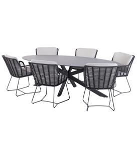 4 Seasons Outdoor Fabrice Privada dining tuinset 240x113xH75 cm 7 delig slate antraciet hpl 