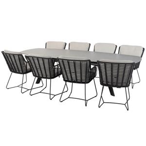 4 Seasons Outdoor Montana Fabrice dining tuinset 280x113xH75 cm 9 delig ovaal HPL antraciet 